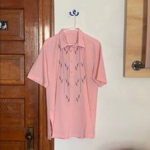 L Vintage Pink Dress Shirt with quarter buttonup